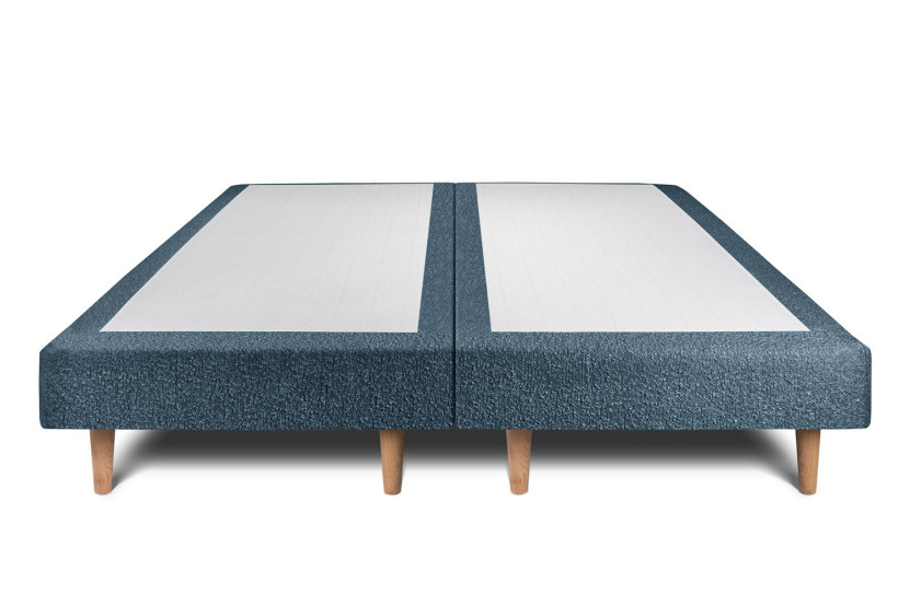 Lit 2x100x200 cm avec Tête de lit capitonnée - Tissu Bouclette