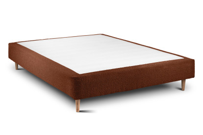 Lit 160x200 cm - Sommier tapissier H35 cm + tête de lit tapissée - Tissu Bouclette Terracotta