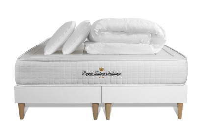 Pack lit complet 160x200 cm - Matelas + 2 Sommiers Blancs + 2 oreillers + Couette - Balmoral