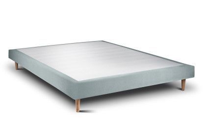 Lit 140x200 cm - Sommier tapissier H29 cm + tête de lit tapissée - Tissu Velours Gris Bleuté