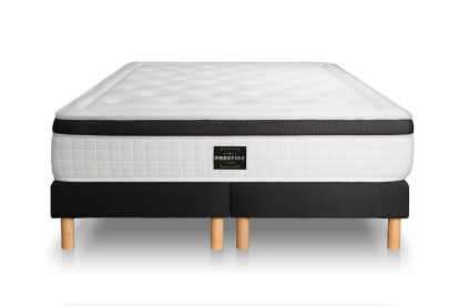 Ensemble Matelas Sommier 160x200 cm - 2 Sommiers Noirs - Privilège