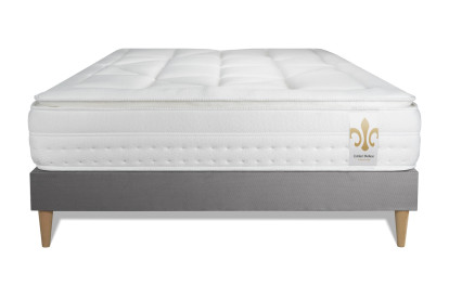 Ensemble Matelas Sommier 200x200 cm - Sommier Gris (en kit) - Vingt-Huit PLUS
