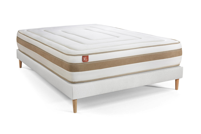 Ensemble Matelas Sommier 200x200 cm - Sommier Blanc (en kit) - Le Raffiné