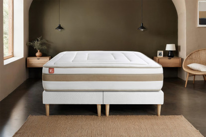 Pack lit complet 180x200 cm - Matelas + 2 Sommiers Gris + 2 oreillers + Couette - Le Raffiné