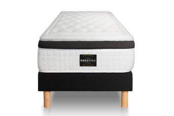 Ensemble Matelas Sommier 90x200 cm - Sommier Noir (déjà monté) - Privilège