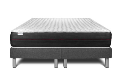 Ensemble Matelas Sommier 200x200 cm - 2 Sommiers Gris - Vitalspring