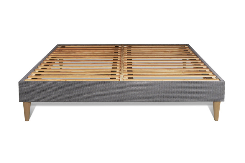 Pack lit complet 140x200 cm - Matelas + Sommier Gris (en kit) + 2 oreillers + Couette - Memo