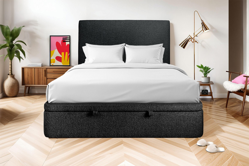 Sommier Coffre 200x200 cm - Bouclette - Noir