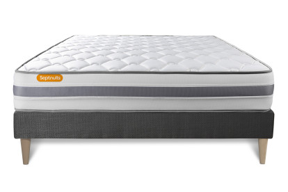 Ensemble Matelas Sommier 140x200 cm - Sommier Gris (en kit) - Memo Spring