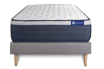 Ensemble Matelas Sommier 90x200 cm - Sommier Gris (en kit) - Actimemo Max