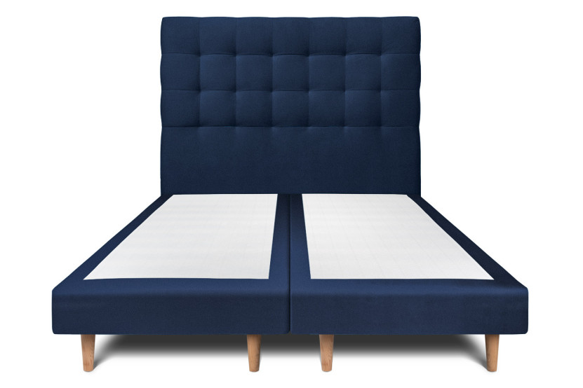 Lit 2x80x200 cm avec Tête de lit capitonnée - Tissu Velours