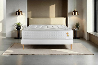 Ensemble Matelas Sommier 140x200 cm - Sommier Blanc (déjà monté) - Vingt-Quatre