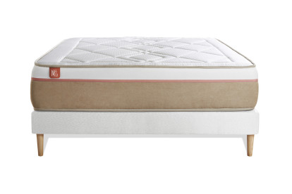 Ensemble Matelas Sommier 140x190 cm - Sommier Blanc (en kit) - Le Soyeux