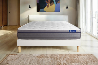Ensemble Matelas Sommier 80x200 cm - Sommier Blanc (en kit) - ActiMemo Zen