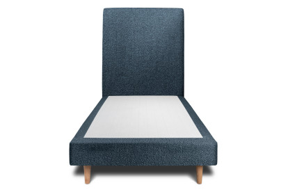Lit 90x190 cm - Sommier tapissier H29 cm + tête de lit tapissée - Tissu Bouclette Bleu