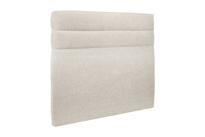 Lit 2x 80x200 cm - Sommier tapissier H29 cm + tête de lit à lignes - Tissu Toile natté Beige Clair
