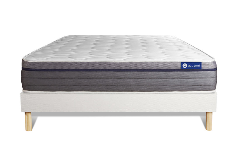 Ensemble Matelas Sommier 180x200 cm - Sommier Blanc (en kit) - ActiMemo Zen