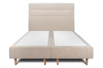 Lit 2x80x200 cm avec Tête de lit à lignes - Tissu Toile natté