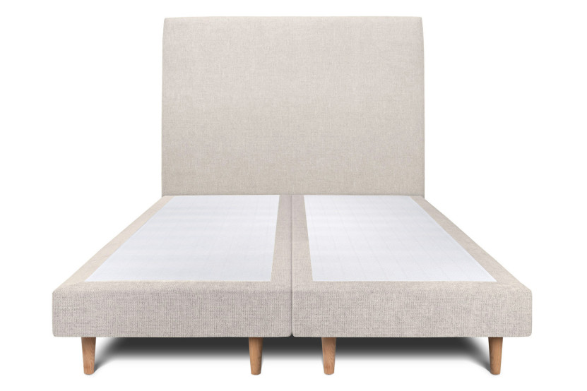 Lit 2x80x200 cm avec Tête de lit tapissée - Tissu Toile natté