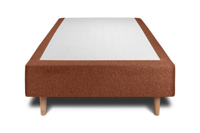 Lit 90x200 cm - Sommier tapissier H35 cm + tête de lit capitonnée - Tissu Bouclette Terracotta