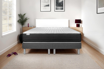 Ensemble Matelas Sommier 180x200 cm - 2 Sommiers Gris - Vitalmemo One