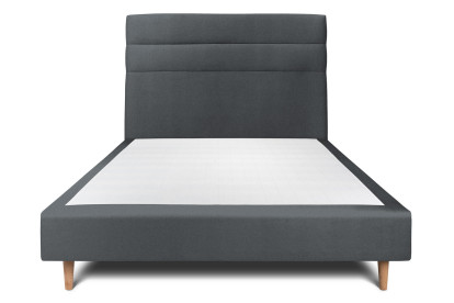 Lit 140x200 cm - Sommier tapissier H35 cm + tête de lit à lignes - Tissu Velours Gris Anthracite