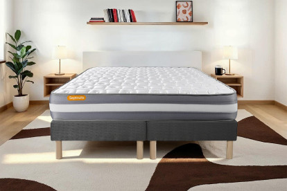Ensemble Matelas Sommier 180x200 cm - 2 Sommiers Gris - Memo Plus