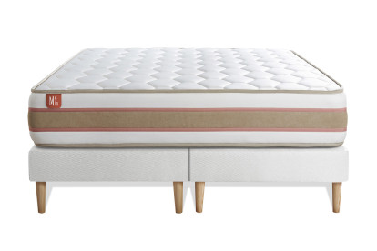 Ensemble Matelas Sommier 200x200 cm - 2 Sommiers Blanc - Le Délicat