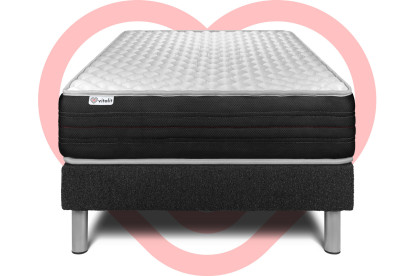 Ensemble Matelas Sommier 90x200 cm - Sommier Noir (en kit) - Vitalmemo One