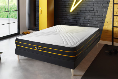 Ensemble Matelas Sommier 140x200 cm - Sommier Noir (en kit) - Ultra