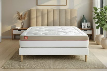 Pack lit complet 140x200 cm - Matelas + Sommier Blanc + 2 oreillers + Couette - Le Cosy