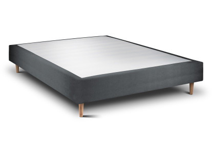 Lit 160x200 cm - Sommier tapissier H35 cm + tête de lit tapissée - Tissu Velours Gris Anthracite