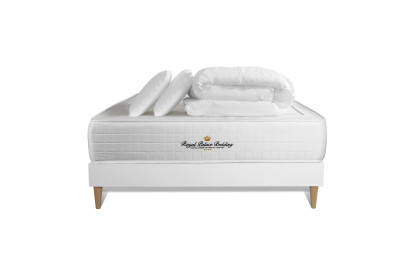Pack lit complet 160x200 cm - Matelas + Sommier Blanc + 2 oreillers + Couette - Windsor