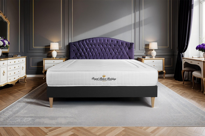 Ensemble Matelas Sommier 140x190 cm - Sommier Noir (déjà monté) - Nottingham