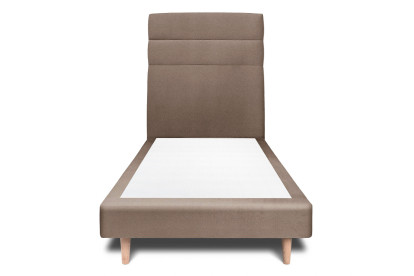 Lit 90x190 cm - Sommier tapissier H29 cm + tête de lit à lignes - Tissu Velours Taupe