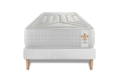 Ensemble Matelas Sommier 90x200 cm - Sommier Blanc (en kit) - Vingt-Quatre