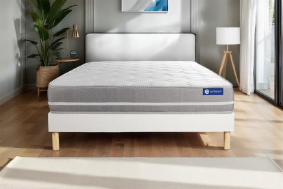 Ensemble Matelas Sommier 140x200 cm - Sommier Blanc (en kit) - Actilatex Touch