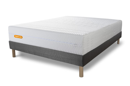 Ensemble Matelas Sommier 160x200 cm - Sommier Gris (déjà monté) - Memo Bio