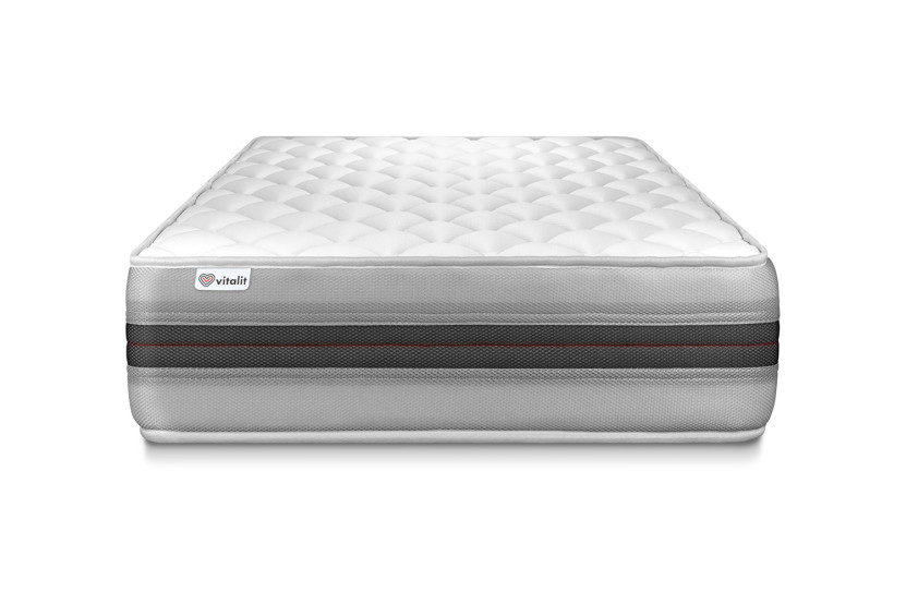 Ensemble Matelas Sommier 90x200 cm - Sommier Noir (en kit) - Vitalmemo Back