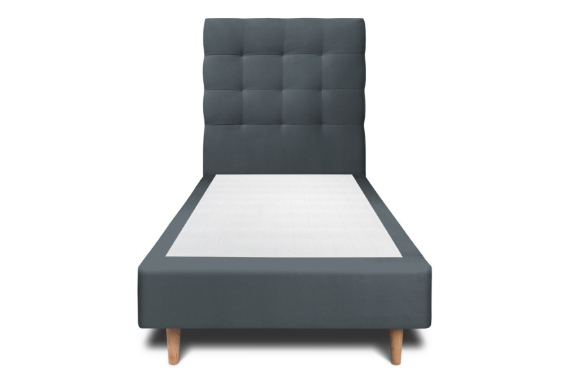 Lit 90x190 cm avec Tête de lit capitonnée - Tissu Velours