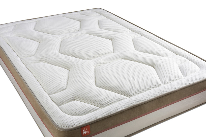 Pack lit complet 160x200 cm - Matelas + Sommier Beige + 2 oreillers + Couette - Le Cosy