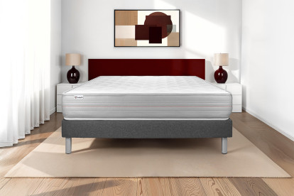 Ensemble Matelas Sommier 90x200 cm - Sommier Gris (en kit) - Vitalmemo