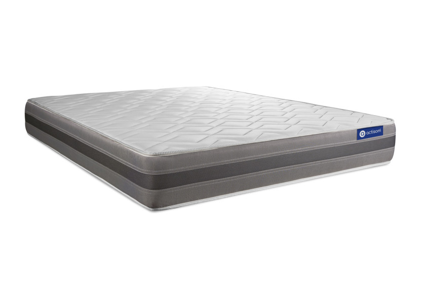 Pack lit complet 160x200 cm - Matelas + Sommier Gris (en kit) + 2 oreillers + Couette - Actiflex Relax