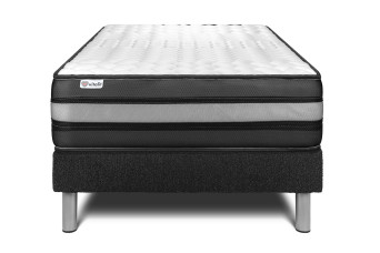 Ensemble Matelas Sommier 90x200 cm - Sommier Noir (en kit) - Vital Power Zen