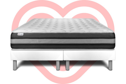 Ensemble Matelas Sommier 200x200 cm - 2 Sommiers Blanc - Vitalspring Zen