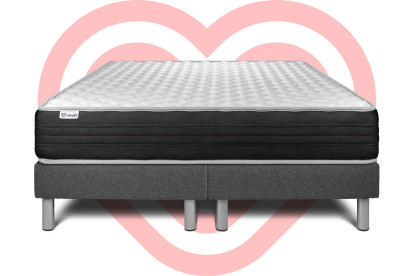 Ensemble Matelas Sommier 200x200 cm - 2 Sommiers Gris - Vitalmemo One
