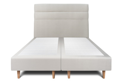 Lit 2x 100x200 cm - Sommier tapissier H35 cm + tête de lit à lignes - Tissu Velours Gris Clair