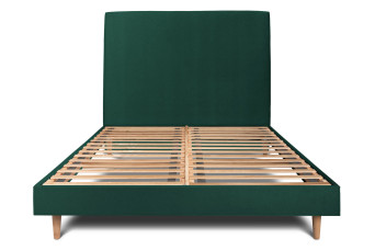 Lit 160x200 cm avec Tête de lit tapissée - Tissu Velours