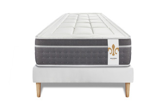 Ensemble Matelas Sommier 90x190 cm - Sommier Blanc (déjà monté) - Trente