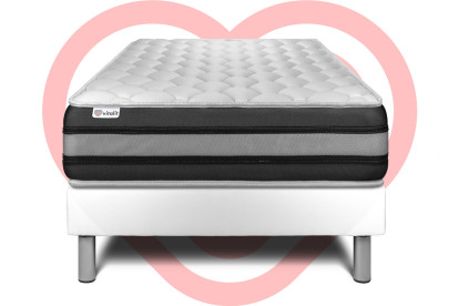 Ensemble Matelas Sommier 90x190 cm - Sommier Blanc (en kit) - Vitalspring Zen